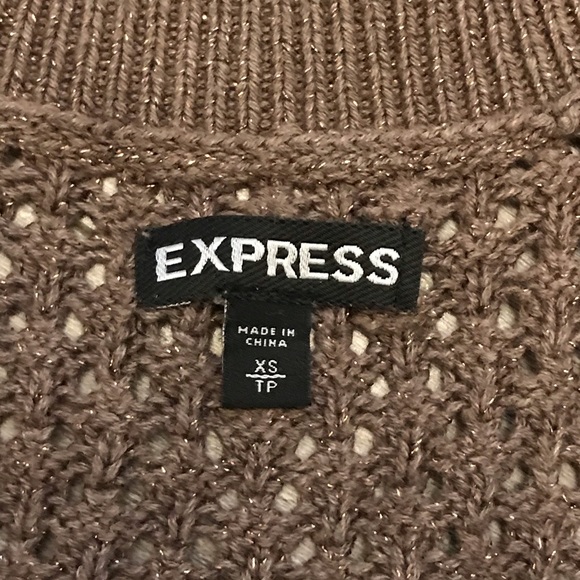 Express Brown/Gold Sparkly Oversized Knit Shirt - Picture 2 of 4